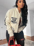 Fashion Women's Letter Print Casual Jacket - ROUTINE FASHION